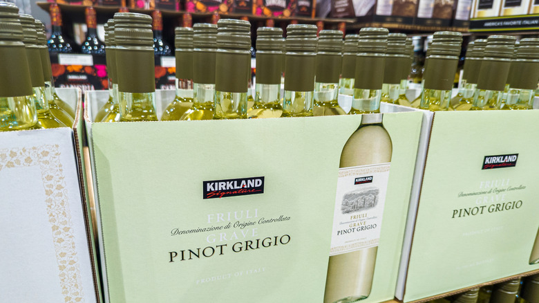 A box of the pinot grigio in a Costco