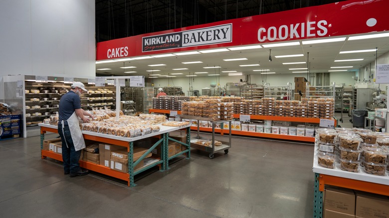 Worker in a bakery section of a Costco store