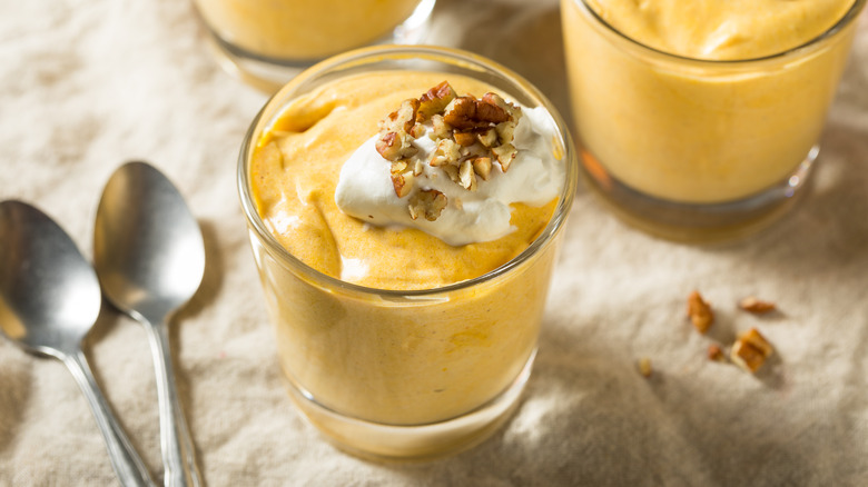 Glasses of pumpkin pudding