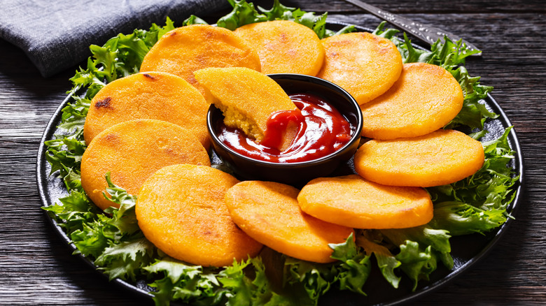 Corn dodgers and ketchup