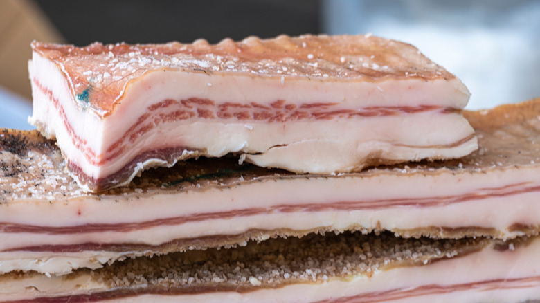 Salt-preserved slabs of pork belly