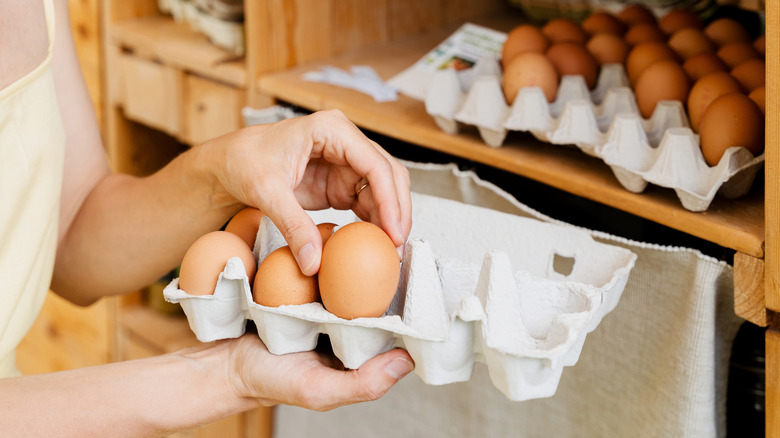 cartons of brown eggs