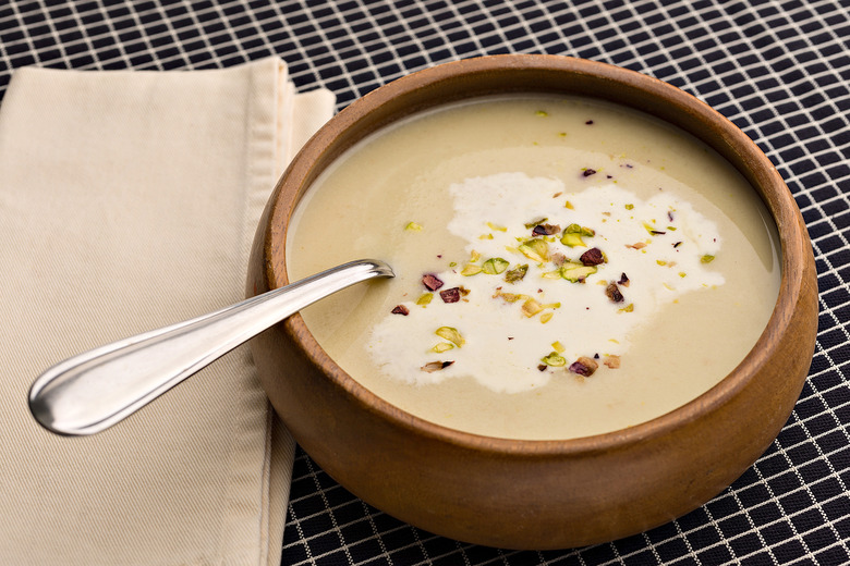 Creamy Celery Root Soup with Pistachios