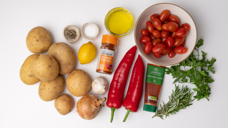 Ingredients for crispy patatas bravas