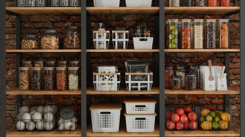 pantry items organized on shelves