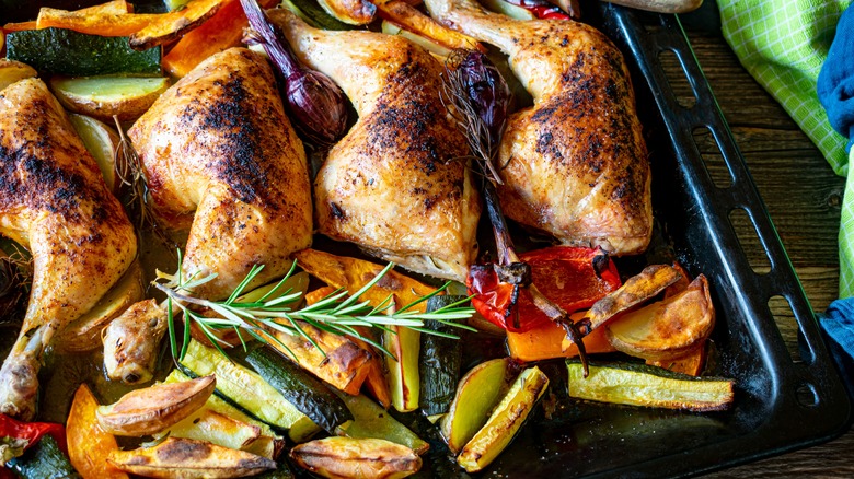 Chicken legs in baking tray