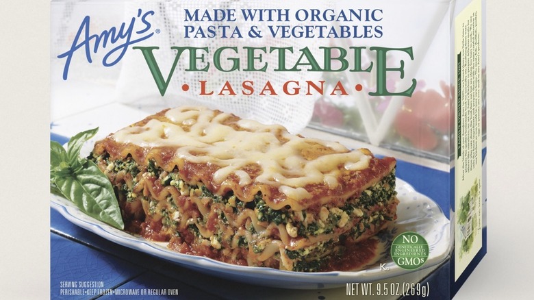 Package of Amy's Vegetable Lasagna