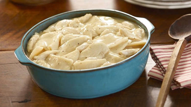 Cracker Barrel's Chicken N' Dumplins with carrots and corn