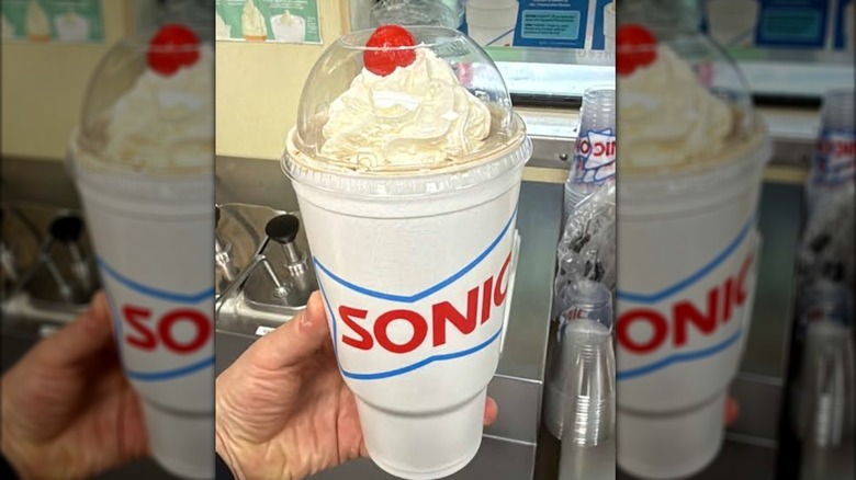 Big Sonic milkshake with whipped cream and cherry