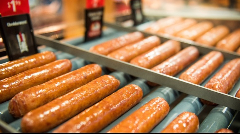 Hot dogs are on a roller at a Maverik gas station