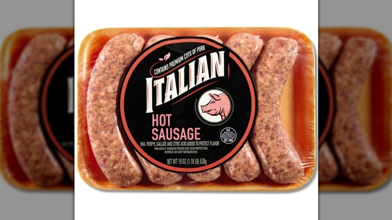 Package of Aldi hot Italian sausage links