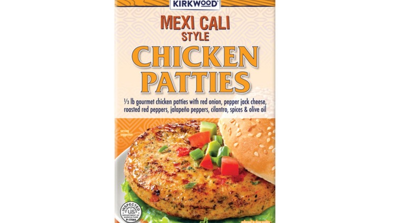 Package of Kirkwood Mexi Cali Chicken Burger Patties
