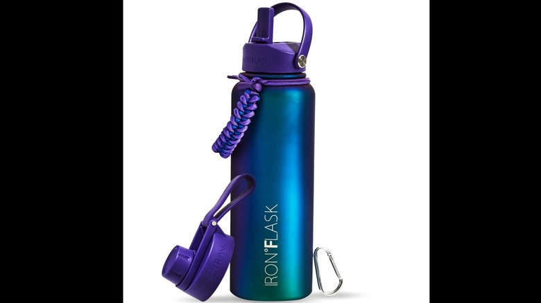 Blue metallic water bottle