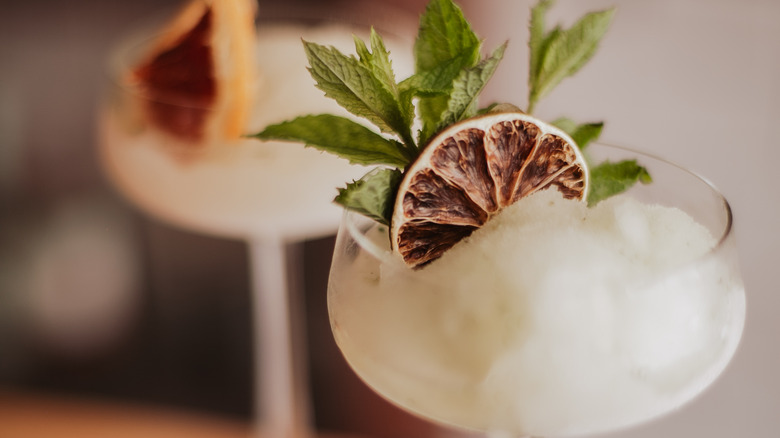 Sorbet cocktails with dehydrated lemon