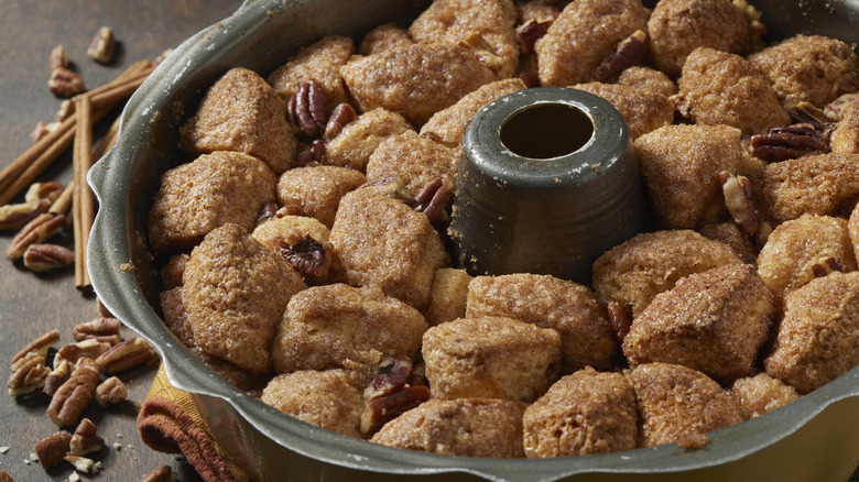 Cinnamon sugar monkeybread in a bundt pan