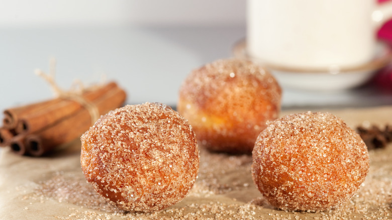 cinnamon sugar coated donut holes