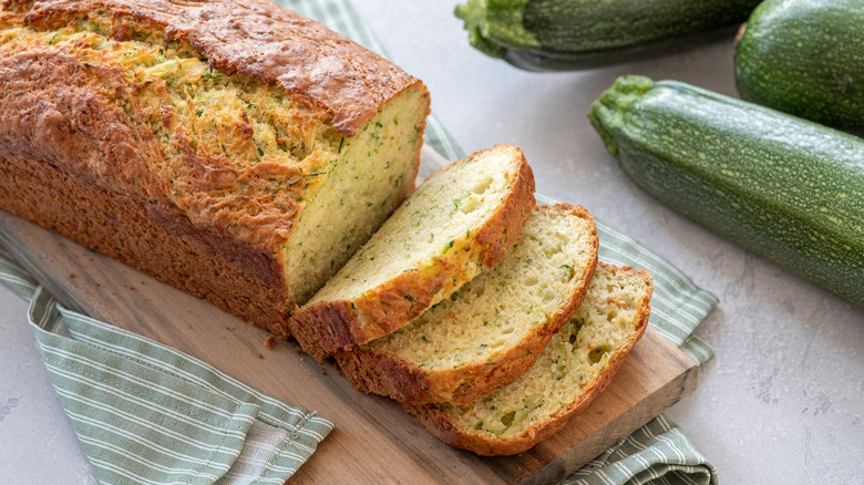 zucchini bread on bread board