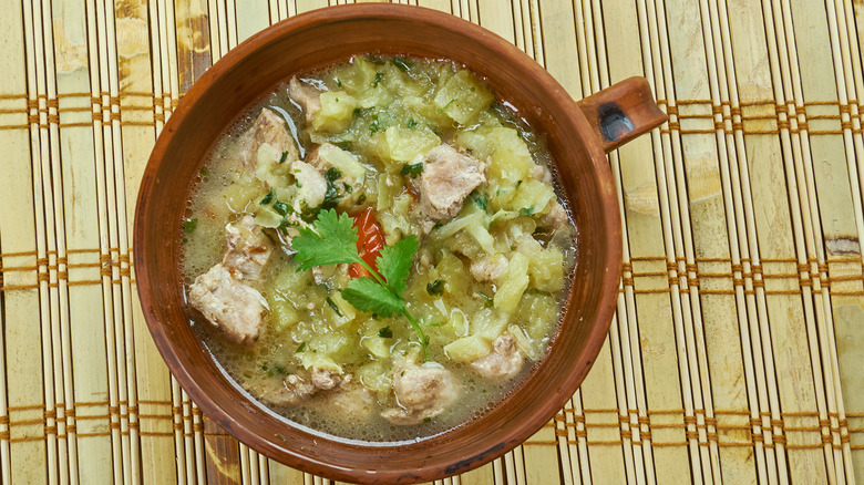 Ceramic cup of green chili