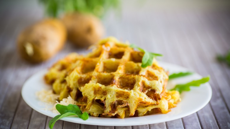 Potato and cheddar waffles
