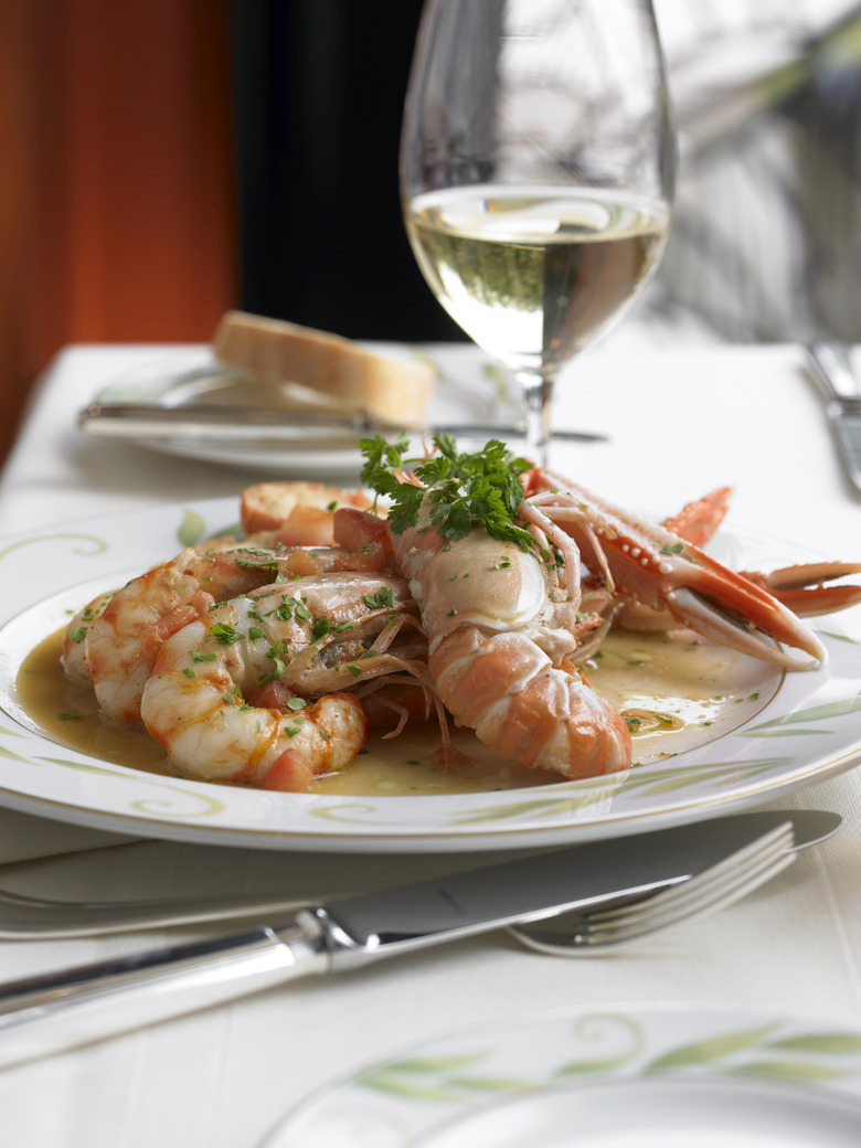 Saute id Scampi e Mazzancolle (Sauteed Langoustines and Caramote prawns)