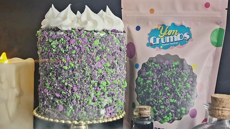 halloween themed crumbs on cake
