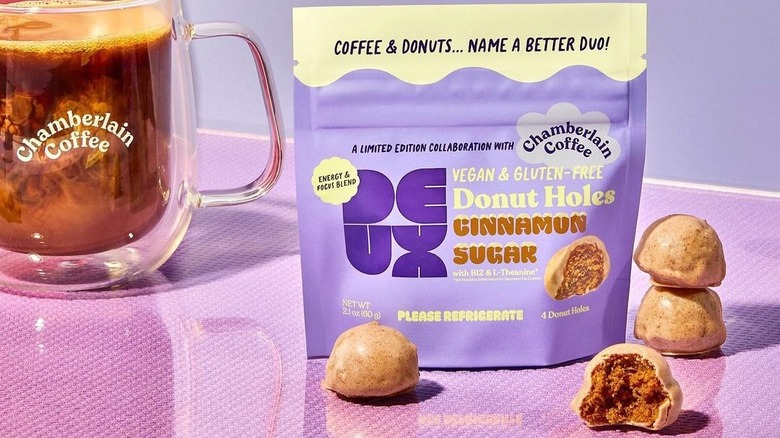 Deux cinnamon sugar donut holes Chamberlain coffee