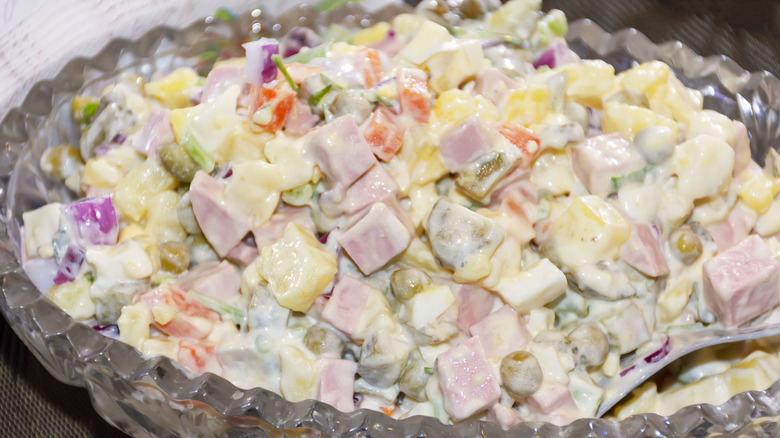 Salad Olivier in bowl