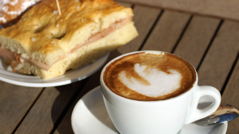 Focaccia and a capuccino