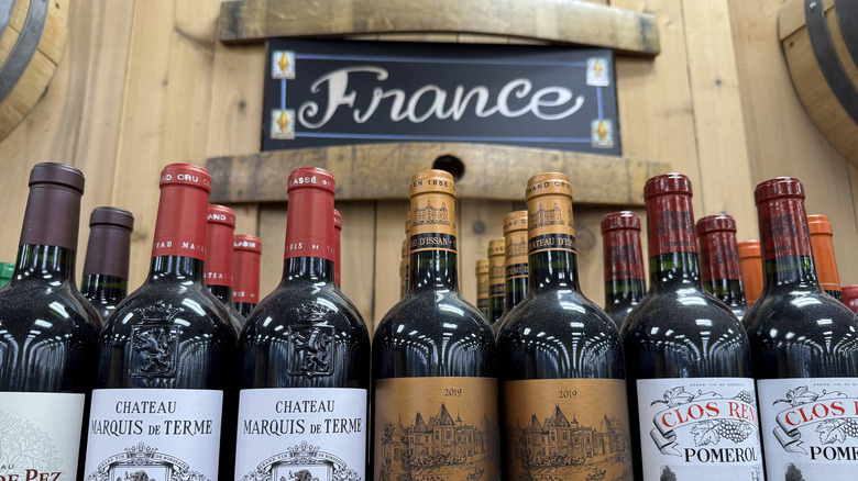 Bottles of French wine in a Trader Joe's in California