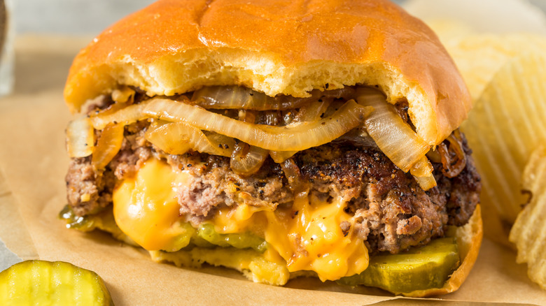 Cross-section of a Juicy Lucy burger from Minnesota.