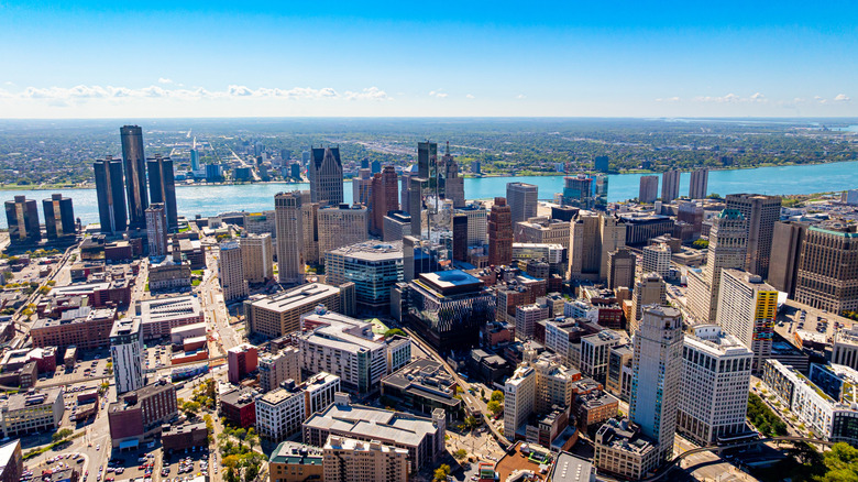 aerial view of Detroit, Michigan