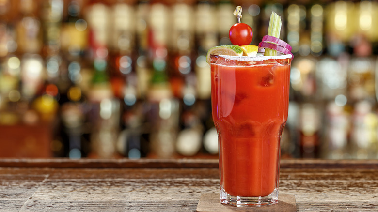 Bloody mary cocktail on bar
