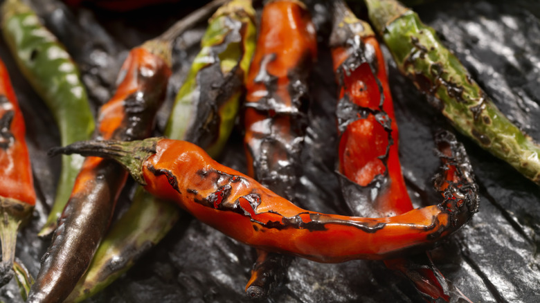 pile of charred peppers