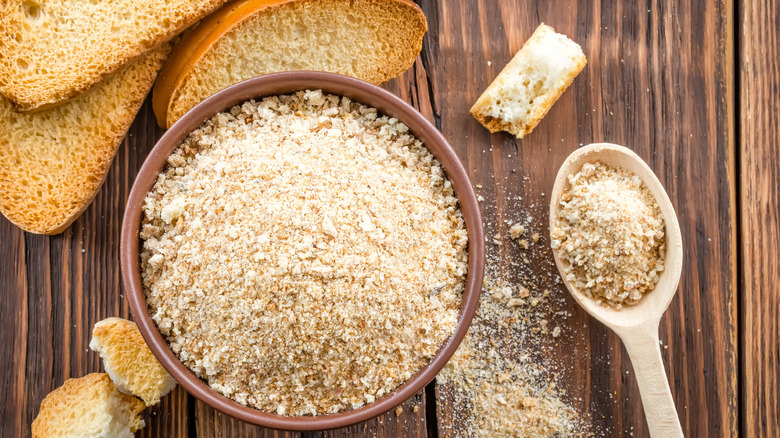 Breadcrumbs in a bowl
