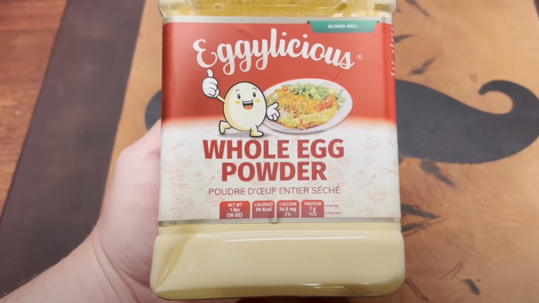 Pile of powdered egg whites with spoon