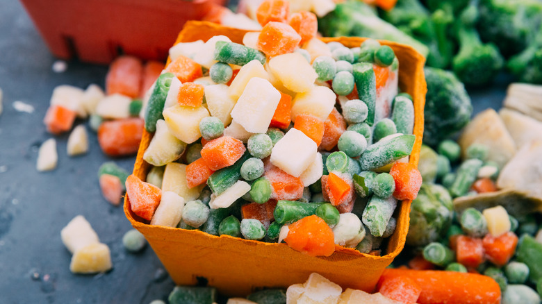Bowl of frozen vegetables