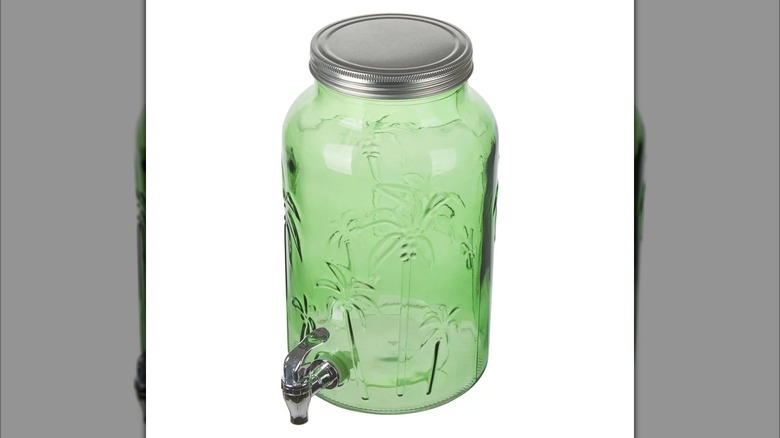 Transparent Tree Embossed Glass Beverage Dispenser with Spigot from Dollar General.