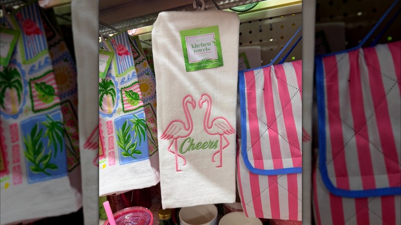 Fouta Waffle Kitchen Towels with Flamingos from Dollar General.