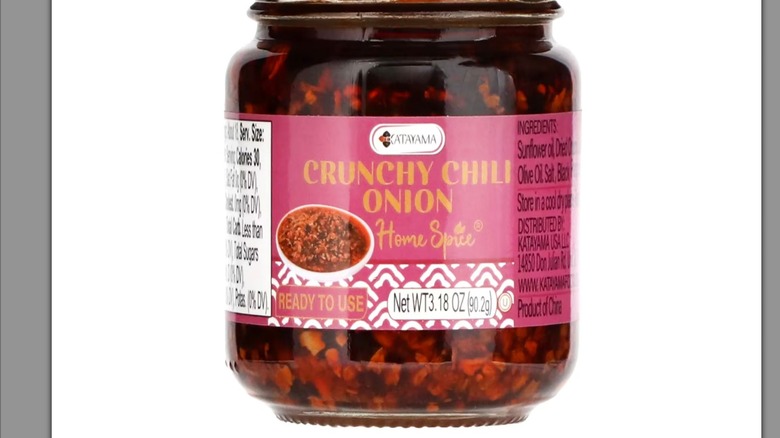 isolated jar of Dollar Tree's Chili crunch.