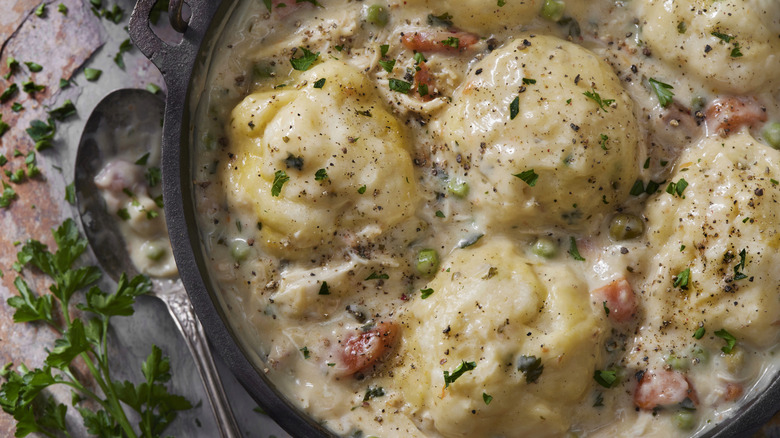 Chicken and dumplings iin cast iron