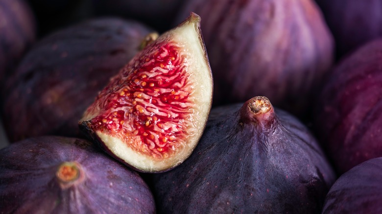 quartered fig on top of whole figs