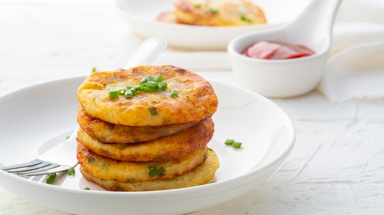 Stack of homemade potato pancakes