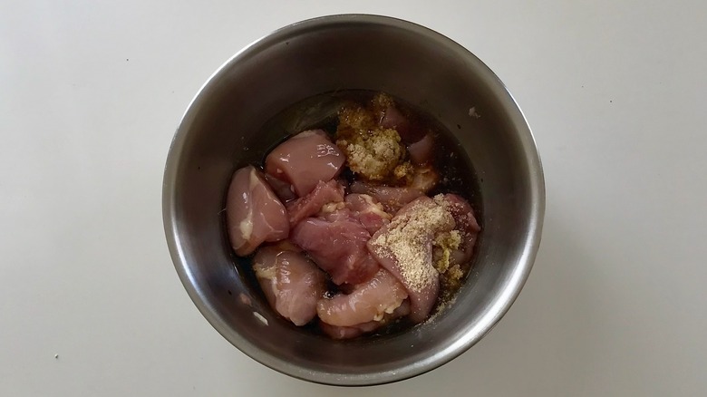 raw chicken in marinade