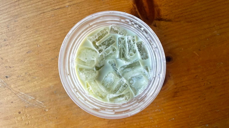 Overhead view of Wicked Green Matcha from Dunkin'