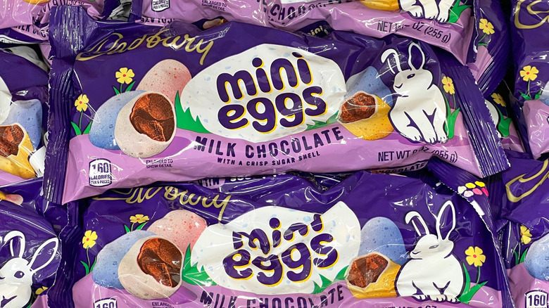 Colorful bags of Cadbury mini eggs