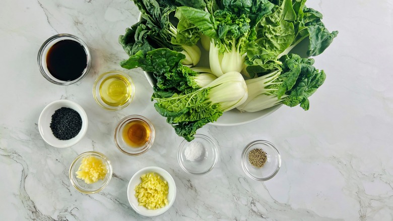 sesame bok choy stir-fry ingredients
