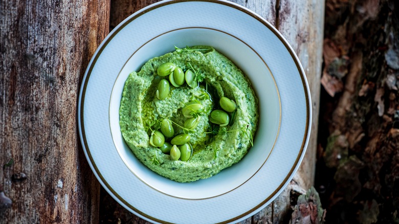 Edamame hummus in bowl