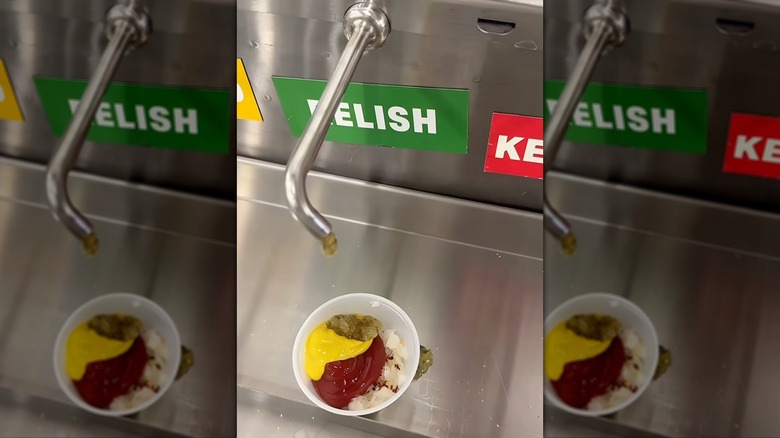Mixture for Costco DIY kimchi pictured in a cup.