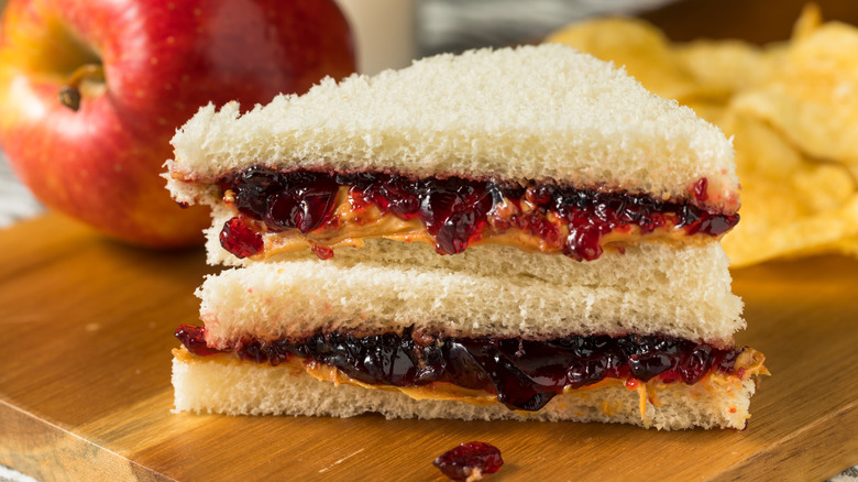 A peanut butter and jelly sandwich