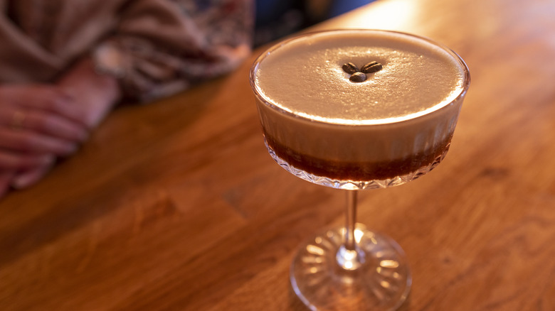 Espresso martini with foamy topping